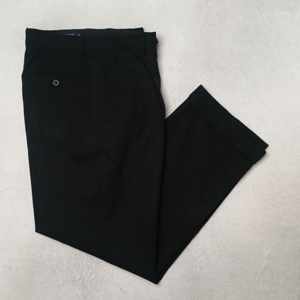 JCrew Pants Men 31x30 Black Wool Dress Classic Pleated Lined Straight Suit Slack